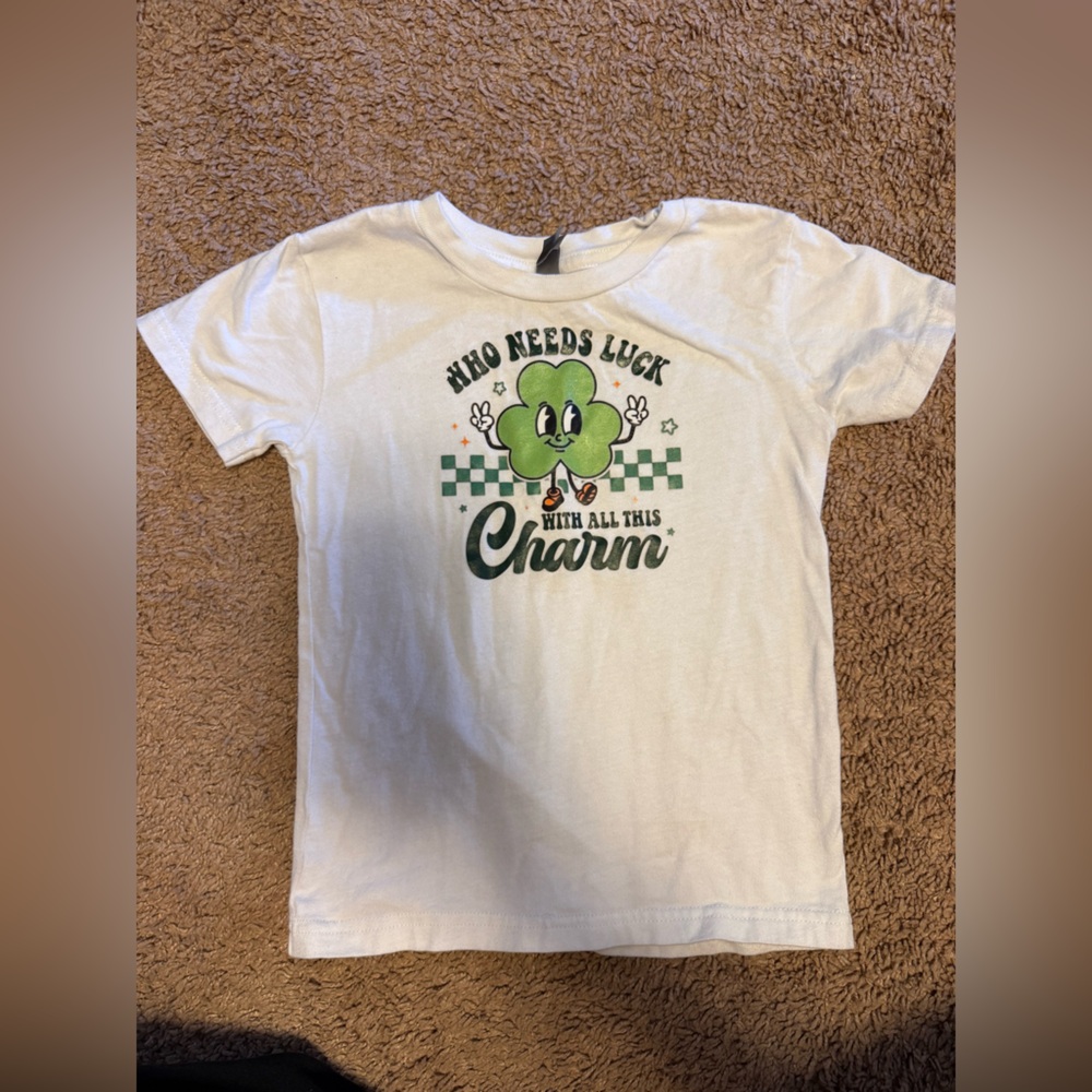 Lucky Charm Kids Tee in White and Green